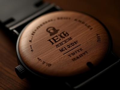 Engraved wooden watch with an anniversary date in Roman numerals