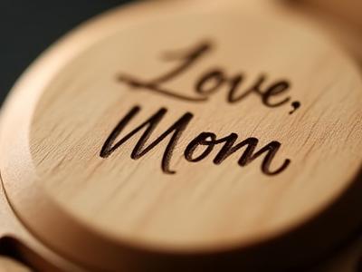 Engraved wooden watch with replicated handwriting