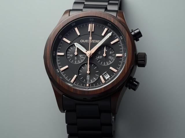 Black Sandalwood chronograph watch with multiple dials.