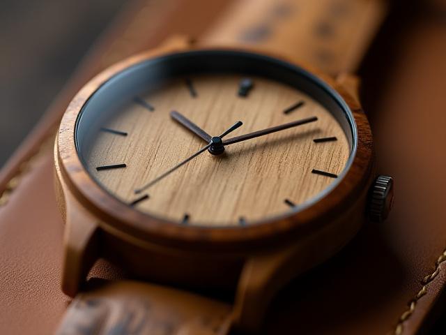 The Morgantown Distiller watch, crafted from whiskey barrel wood, showcasing its unique grain and details.