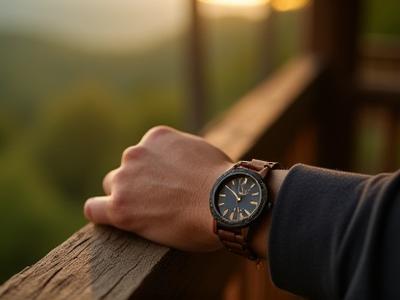 A stylish individual wearing the Morgantown Distiller watch outdoors, blending naturally with a rustic background.