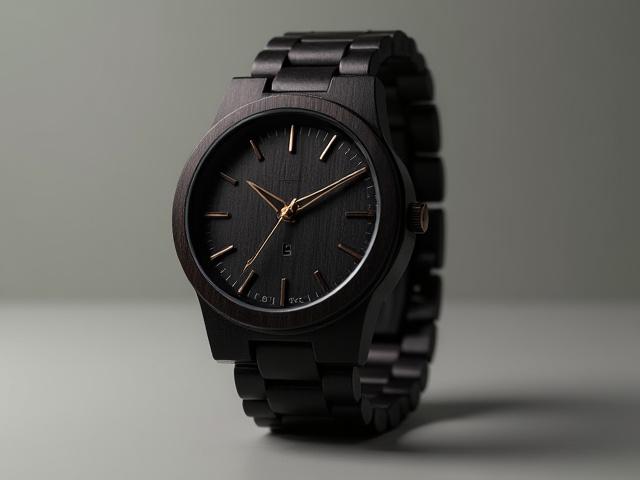 Germaine J Thomas Ebony Reserve watch, featuring deep black ebony wood with a subtle, elegant dial.