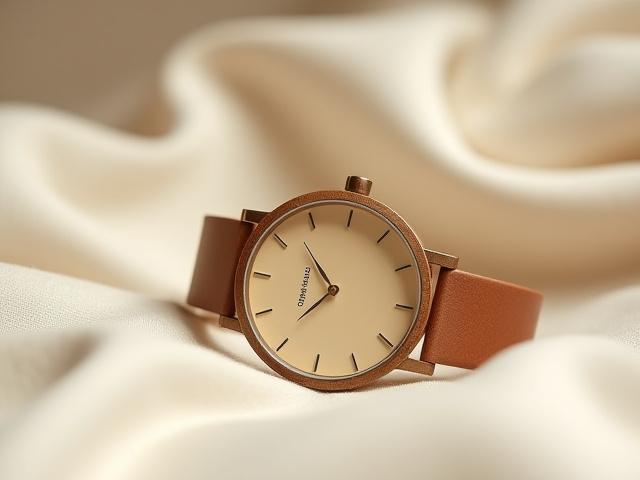 Elegant sandalwood watch with modern design elements.